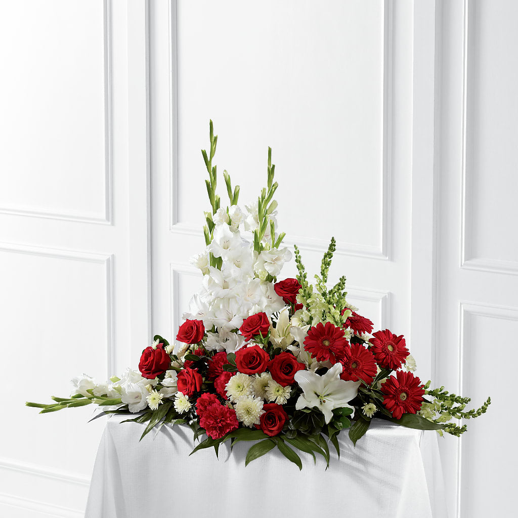 Crimson & White Arrangement – Blooms By Sandy, Lebanon IN