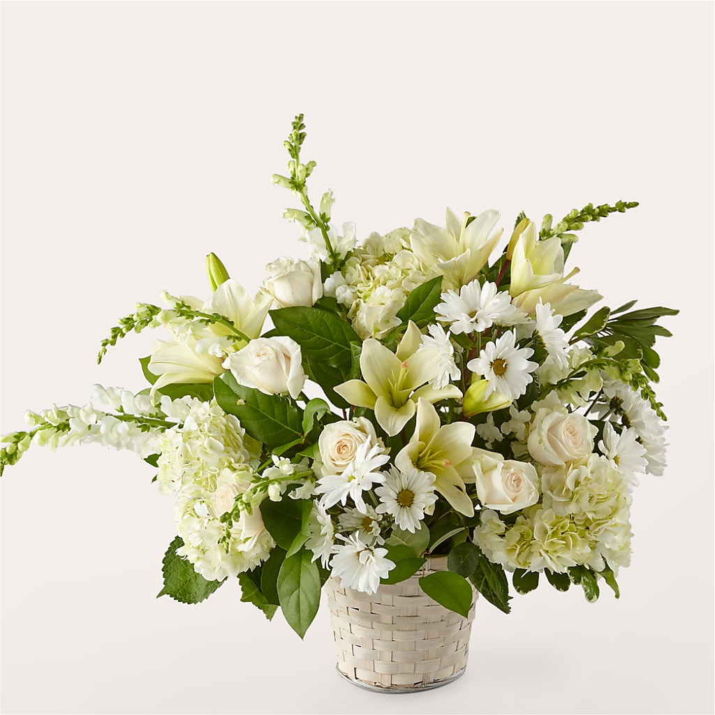 Ivory Elegance Floral Basket – Blooms By Sandy, Lebanon IN