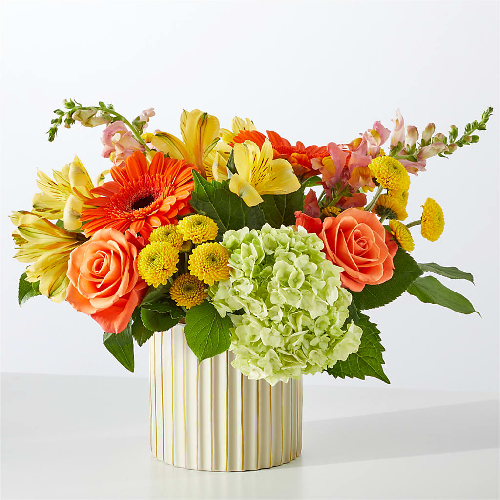 Autumn Sunshine Bouquet with Ivory Vase –  Blooms By Sandy, Lebanon IN