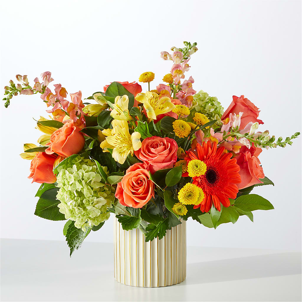 Autumn Sunshine Bouquet with Ivory Vase –  Blooms By Sandy, Lebanon IN