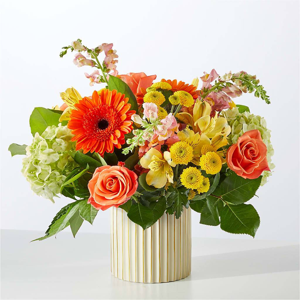 Autumn Sunshine Bouquet with Ivory Vase –  Blooms By Sandy, Lebanon IN