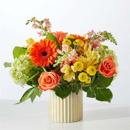Autumn Sunshine Bouquet with Ivory Vase –  Blooms By Sandy, Lebanon IN
