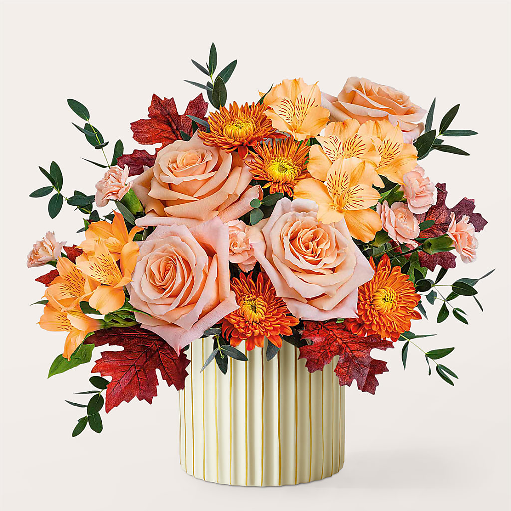 Spiced Latte Bouquet with Ivory Vase –  Blooms By Sandy, Lebanon IN