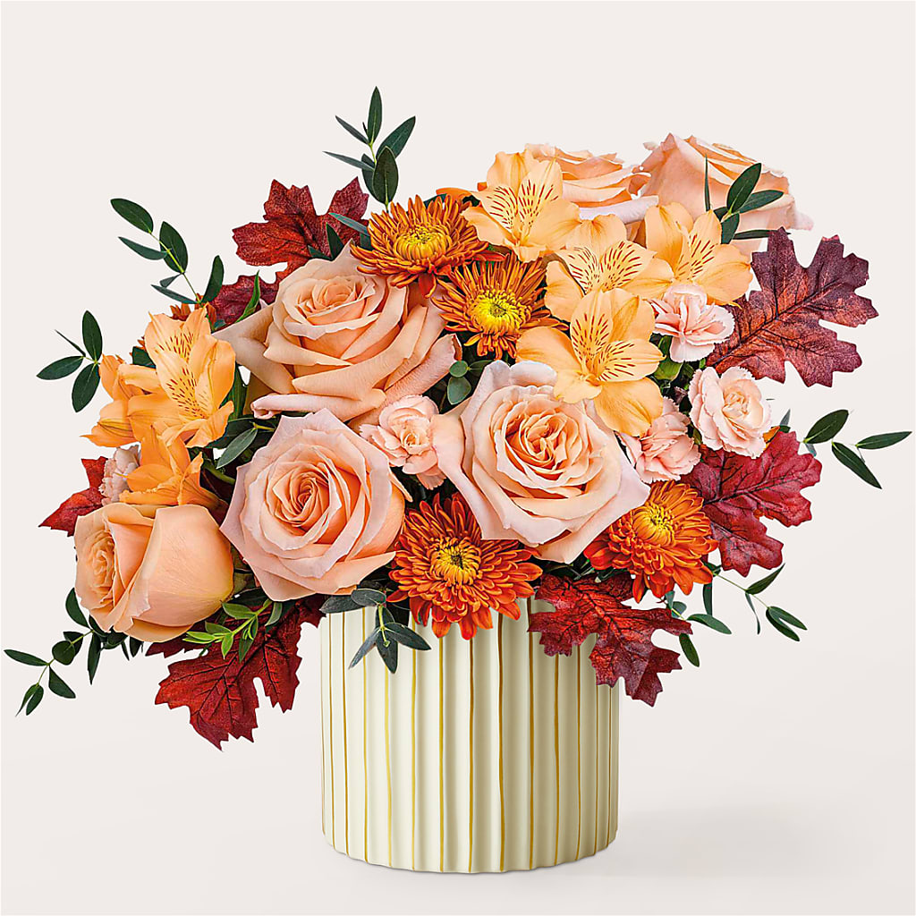 Spiced Latte Bouquet with Ivory Vase –  Blooms By Sandy, Lebanon IN