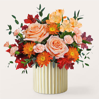 Spiced Latte Bouquet with Ivory Vase –  Blooms By Sandy, Lebanon IN