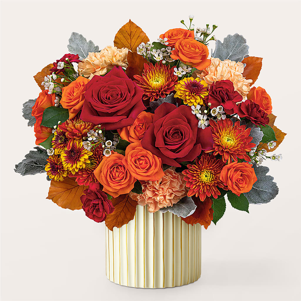 Merlot Bouquet with Ivory Vase –  Blooms By Sandy, Lebanon IN