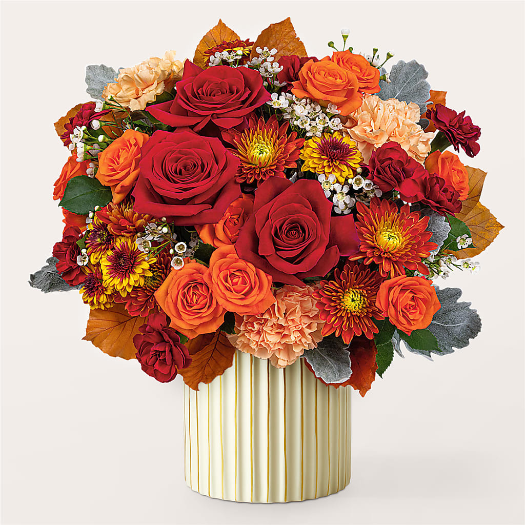 Merlot Bouquet with Ivory Vase –  Blooms By Sandy, Lebanon IN