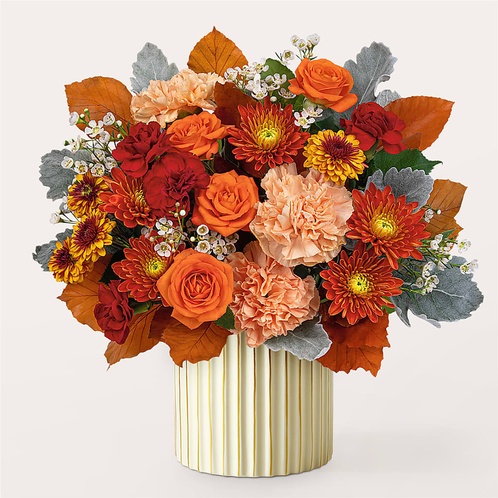 Merlot Bouquet with Ivory Vase –  Blooms By Sandy, Lebanon IN