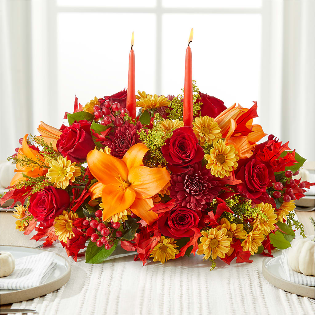 Autumn's Embrace Centerpiece –  Blooms By Sandy, Lebanon IN