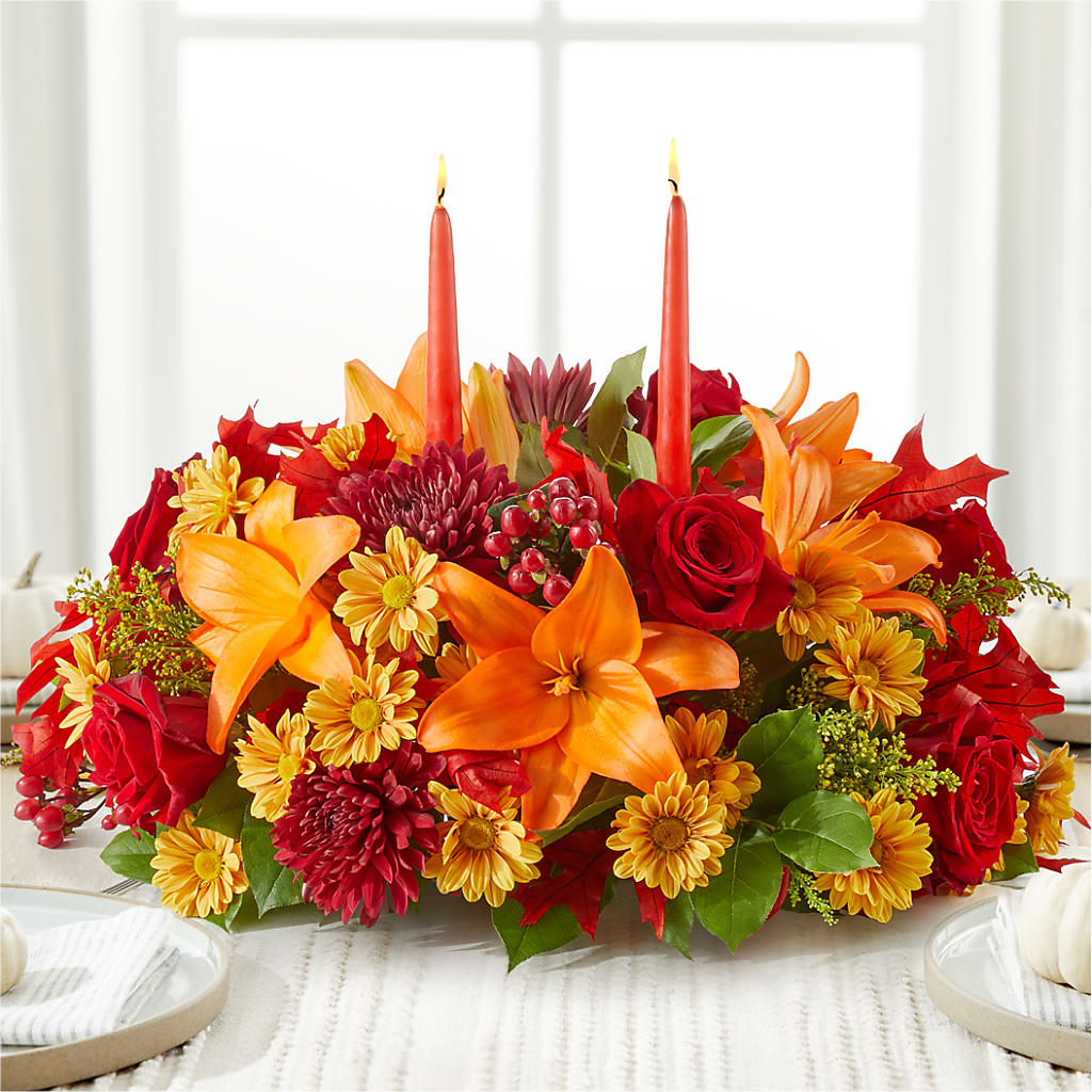 Autumn's Embrace Centerpiece –  Blooms By Sandy, Lebanon IN