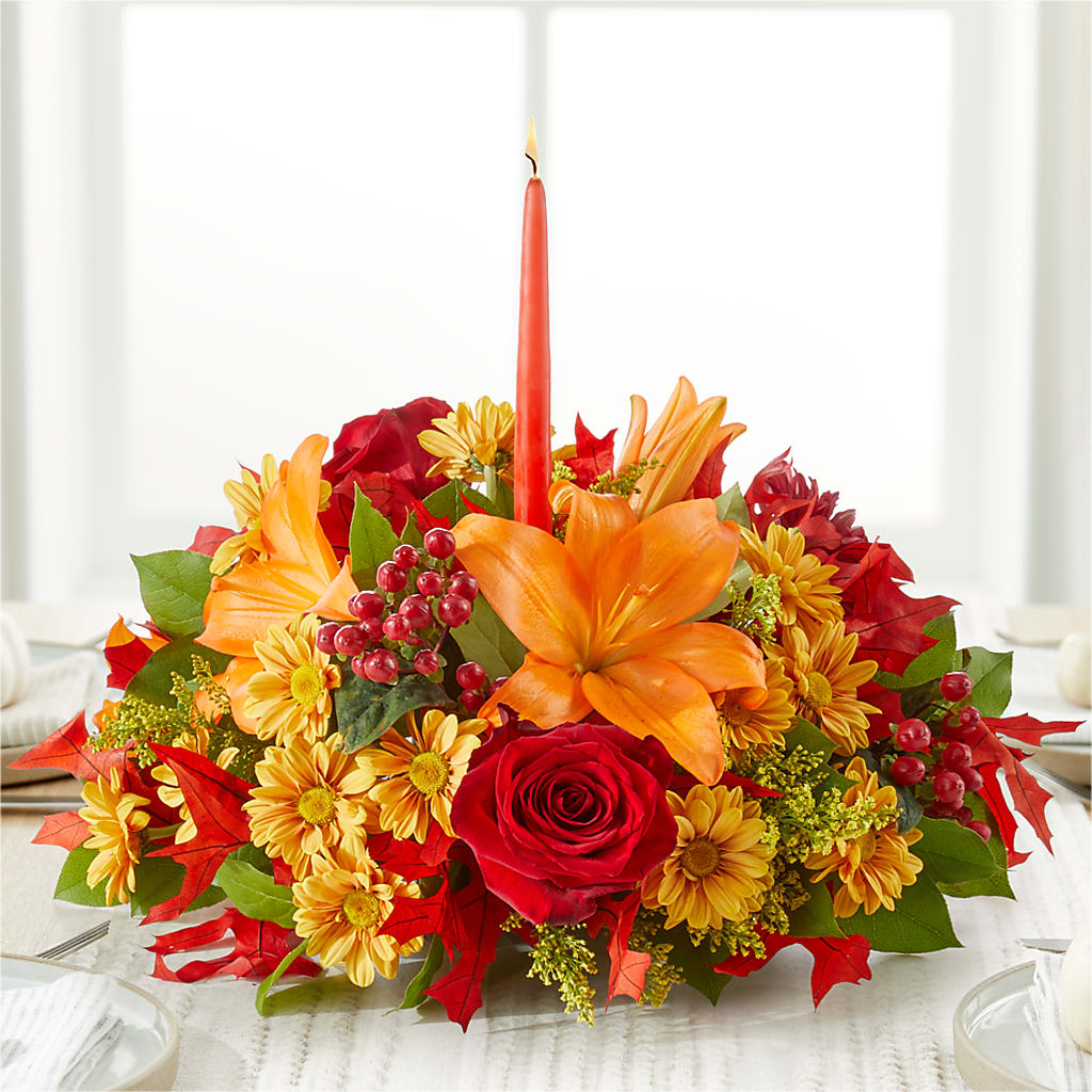 Autumn's Embrace Centerpiece –  Blooms By Sandy, Lebanon IN